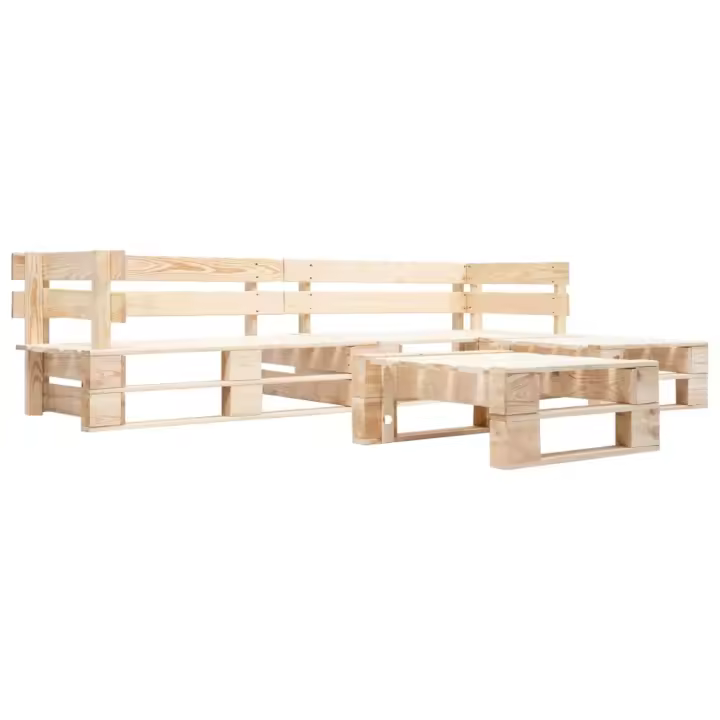 vidaXL Set de muebles de palés para jardín 4 piezas madera natural - 1