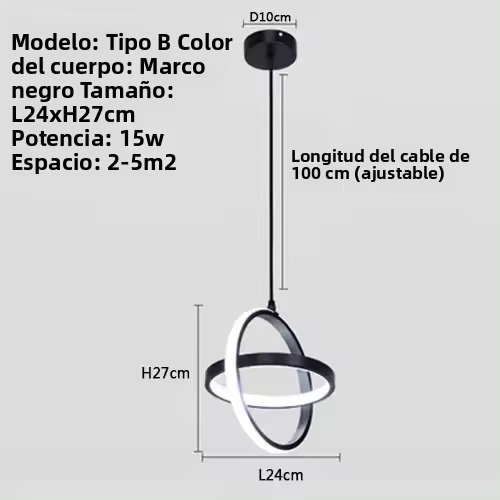 Lámpara Colgante LED Simple Modern En Blanco Y Negro Para Sala De Estar Cocina Comedor Dormitorio Lámpara De Noche - 1