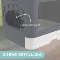 PawHut Arenero para Gatos con Cubierto Inodoro para Mascotas Desmontable con Caja de Almacenamiento Pala Cepillo 2 Puertas Entrada Principal y Salida Superior 48,5x38x36,5 cm Gris - details 5
