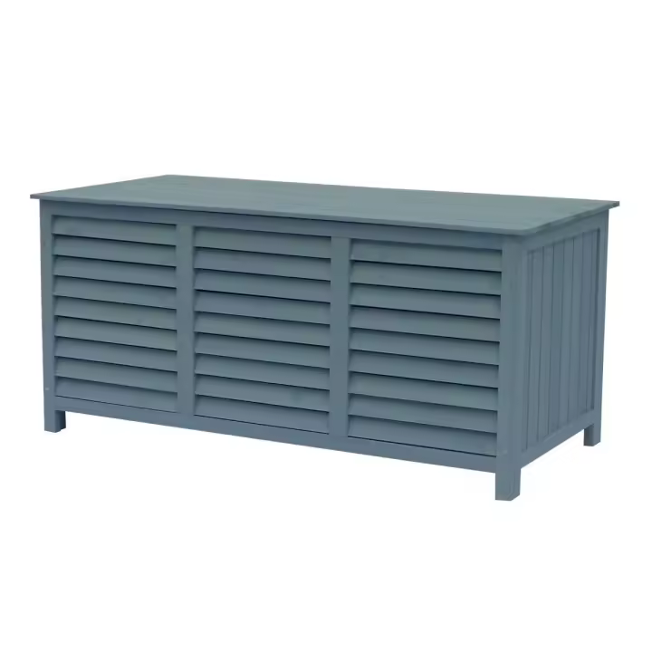 Baúl para jardin en madera "Macao" - 130 x 64 x 60 cm - Azul cielo - 1