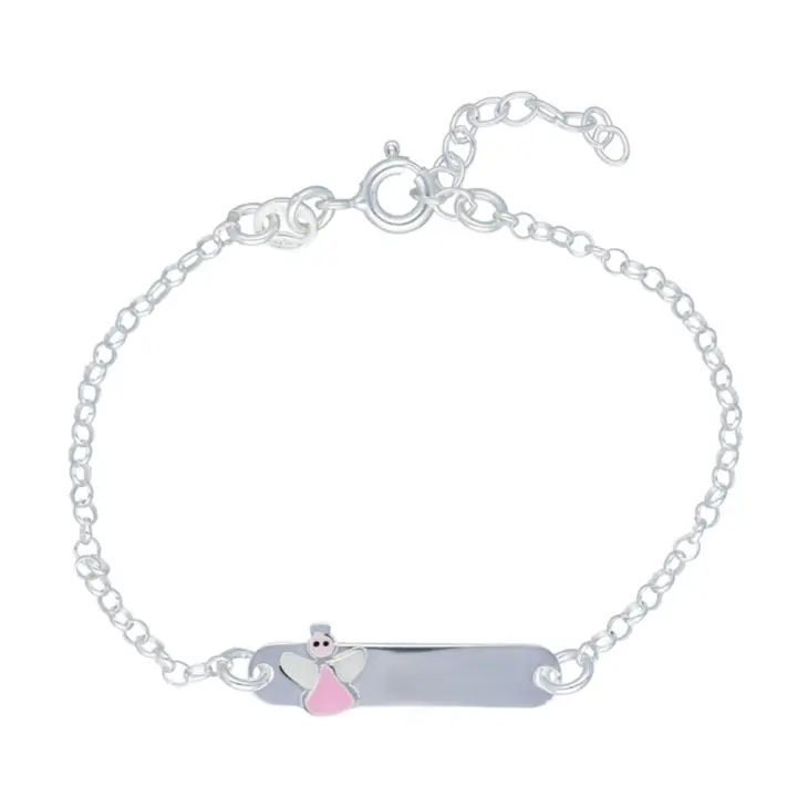 Pulsera Esclava Infantil Ángel Con Cadena De Rolo Plata De Ley 925 ML Reina Joyeros - 1