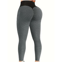 Leggings De Cintura Alta Para Mujer Yoga Levantamiento De Glúteos Honeycomb Pantalones De Yoga De Pierna Completa Spandex Polyester - details 6
