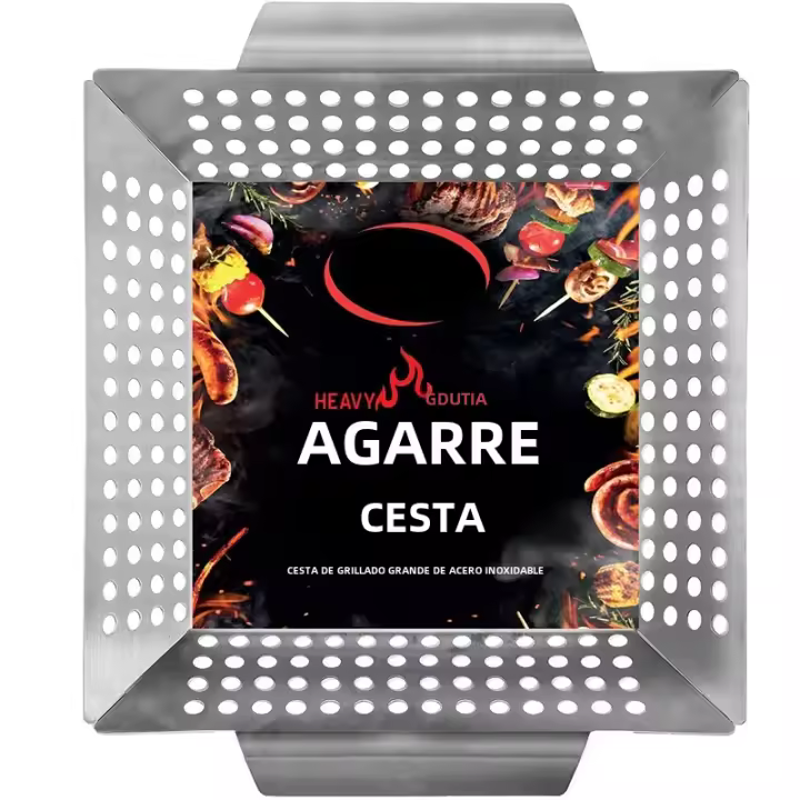 Cesta De Asado LMETJMA Para Vegetales Acero Inoxidable Gran Cesta De BBQ Para Barbacoa En Carbón Y Gas JT58 Resistente Al Calor Y Fácil De Limpiar - 1