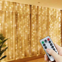 Luces LED Para Cortina Con Control Remoto Y Alimentación USB Decoración Navideña Y Año Nuevo Luz Faeira Para Ventana - details 6
