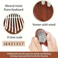 Mini Kalimba De Madera Con 8 Teclas Calidad Superior Instrumento Musical De Pulsera Regalo Accesorio Esencial Para Dedos Y Túmbo - details 1