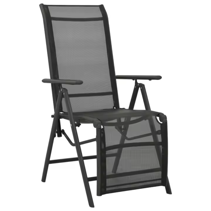 Silla de Jardín reclinables 2 UDS textileno Aluminio Negro - 1