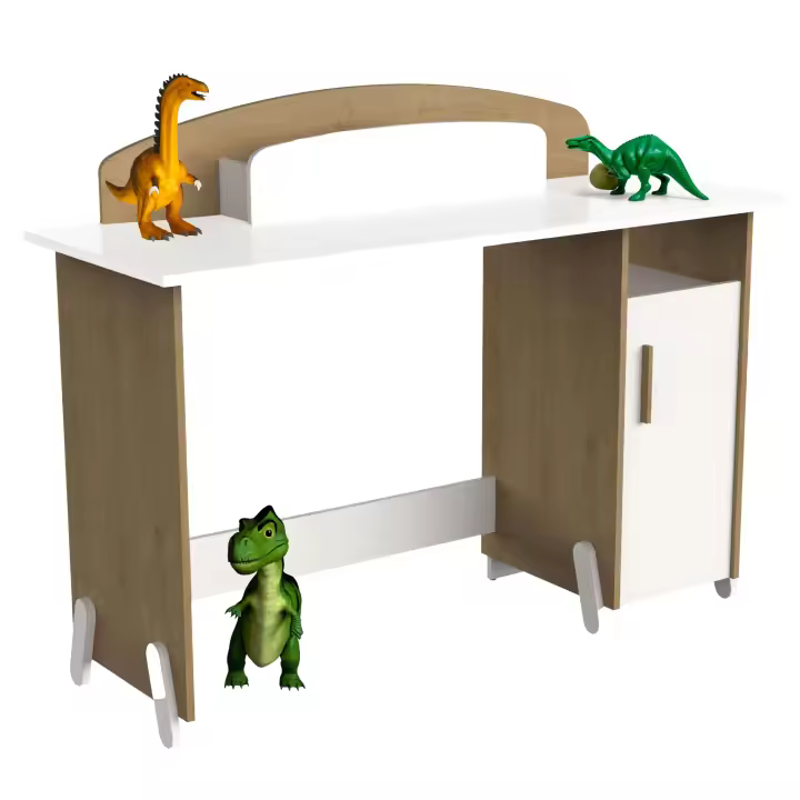 Mesa Escritorio Naili Con Armario Infantil Juvenil Roble Hamilton y Blanco Mate 135 cm - 1