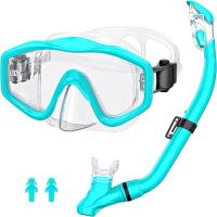 Zenyth Conjunto de esnórquel para niños Sambo, esnórquel complete Seco, Gafas de Buceo antivaho, equipo para niños y niñas, Azul Naranja - details 1
