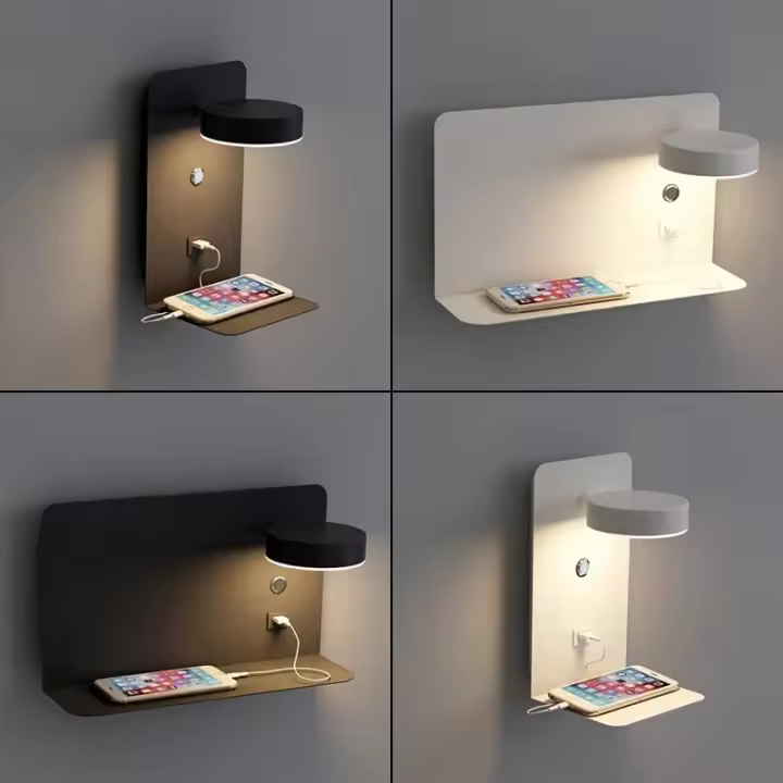 Lámpara De Pared LED Moderna Y Sencilla Para Dormitorio Luz Nocturna Con Carga USB Para Móvil Lámpara De Noche Para El Lecho - 1