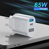 Cargador GaN de 65 W para EE. UU., UE, Reino Unido y Corea, compatible con QC 3.0, USB PD, cargador de pared tipo C, cargador rápido USB para portátil, teléfono, adaptador de banco de energía, color blanco - UE - details 0