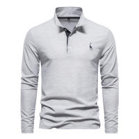 POLO de algodón con solapa nueva para hombre, camisa informal de moda con bordado de cervatillo, manga larga, primavera y otoño, 2024 - details 6
