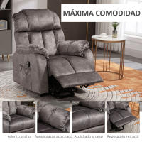 HOMCOM Sillón Relax Levanta Personas Eléctrico Silla Elevadora Eléctrica con Reposapiés 2 Bolsillos Laterales Mando a Distancia y Reclinación Eléctrica hasta 135° Gris - details 5