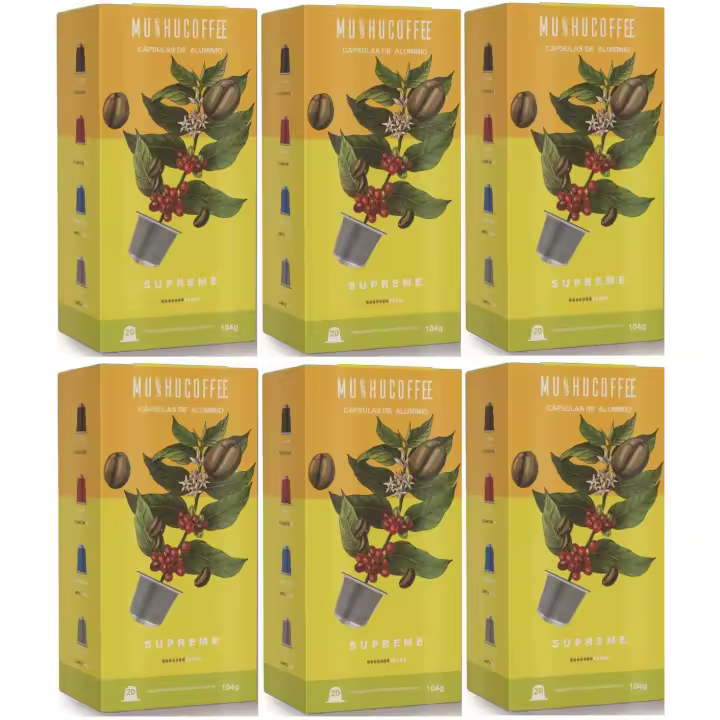 (6x20) Café Nespresso Suave MushuCoffee - Cápsulas de Aluminio - Pack de Ahorro - Tueste Natural de Mushu Coffee - 1