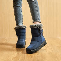 Botas De Nieve Para Mujer 2024 Con Colar De Pelo De Zorro Impermeables Altas Antideslizantes Cuero Sintético Y Algodón Plataforma Botines De Invierno - details 10