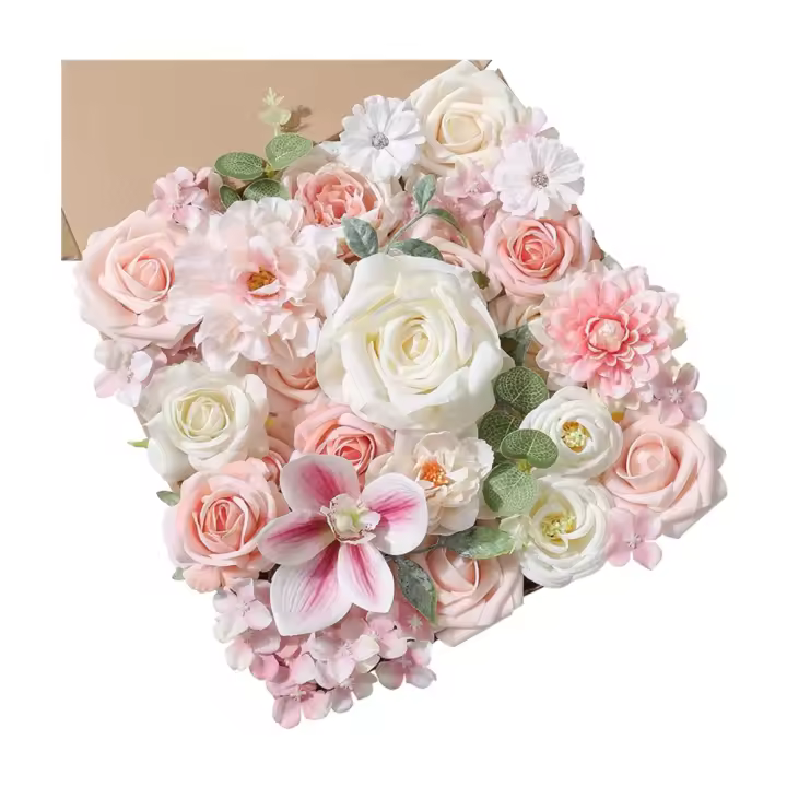 Juego De Flores Artificiales Rosa Y Blanca En Caja Para Novia Decoración De Mesa Interior Y Exterior DIY Set De Broches De Boda - 1