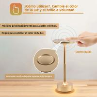 Lámpara De Escritorio LED Clásica Recargable Sin Cable Con Sensor De Toque 3 Colores Infinitos Modos Retro Estilo LED Luz Nocturna - details 2