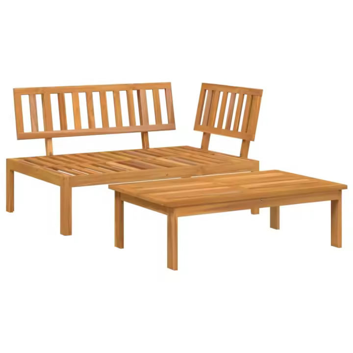 vidaXL Set de sofás de palets de jardín 2 pzas madera maciza de acacia - 1
