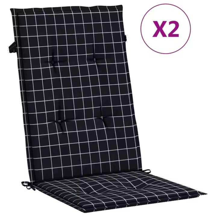 Cojines para sofá de Palés 2 Unidades Canvas a Cuadros Negros - 1