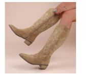 Botas De Vaquero Bordadas Para Mujer Con Punta Puntiaguda Y Tacón Grueso Botas Largas De PU Cuero Falso Botas De Rodilla Alta Para Otoño - details 15