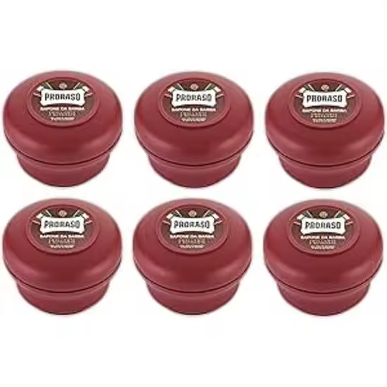 Proraso 6 unidades de jabón de afeitar Proraso Red Nourish – Jabón de afeitar Proraso Nourish en bote de 150 ml - 1