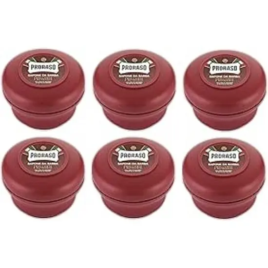 Proraso 6 unidades de jabón de afeitar Proraso Red Nourish – Jabón de afeitar Proraso Nourish en bote de 150 ml - 1