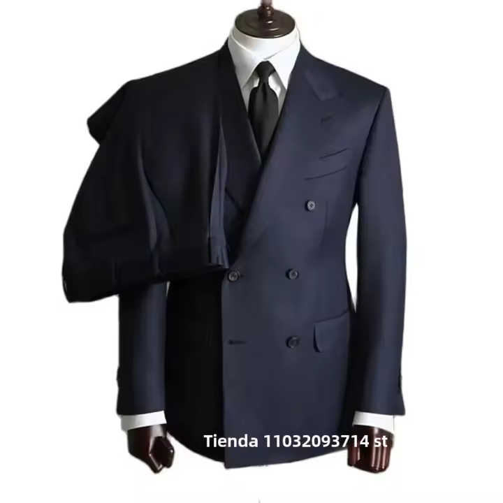Conjunto De Traje Formal Para Hombre Con Botones Y Bolsillos Chaqueta De Negocios Estilo Turndown Collar Para Citas Y Bodas Traje Elegante De Cuatro Estaciones - 1