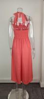 Vestido Largo Para Mujer Verano 2025 Elegante De Color Sólido Cuello Cuadrado Sin Mangas Cintura Ajustada Vestido De Noche Largo Espalda Descubierta Slim Fit Polyester - details 14