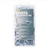 Kit De Remaches De Blinds 160Pcs Tamaños Variados Aleación De Aluminio Acero Nylon Remaches Assortment Kit (Plata/ Negro) Para Metalworking - details 5