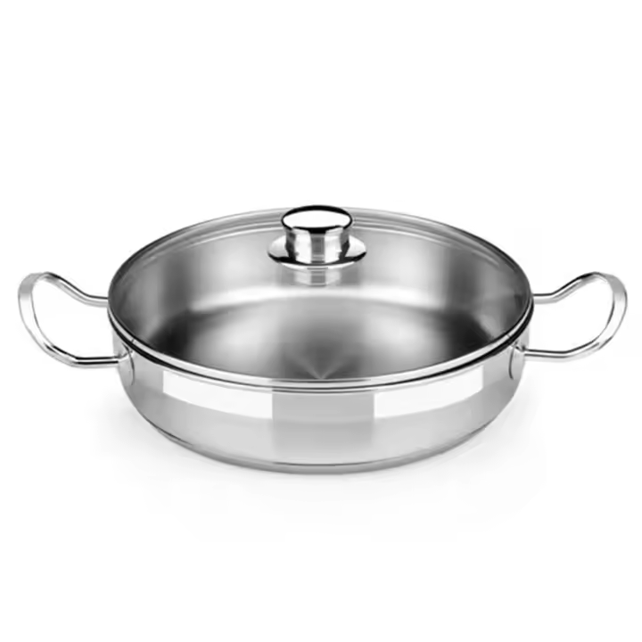 Bra - Rustidera Profesional con Tapa de Cristal, De 24 a 32 cm, Acero Inoxidable, Cocina Gourmet, Triple Fondo Difusor, Apta Lavavajillas - 1