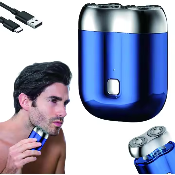 Mini afeitadora eléctrica de doble cabezal, modelo nuevo, afeitadora de bolsillo mejorada (2025), recargable, impermeable, compacta, recargable por USB, para hombres, lavable. - 1