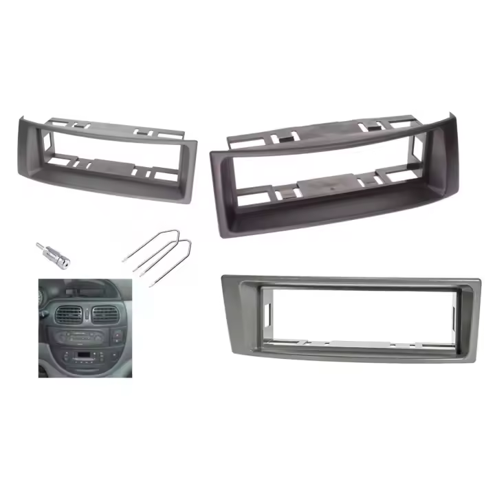 kit MARCO RADIO 1DIN RENAULT MEGANE SCENIC  Color Gris Oscuro - Gris Claro - Negro con extractores A elegir. - 1