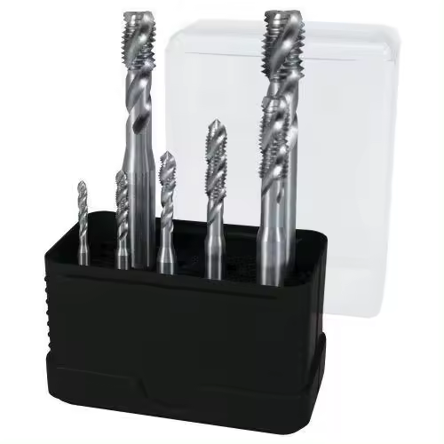 Juego de 7 machos máquina m din 371/376 tipo c 35º hss rectificados en estuche de plástico - 1