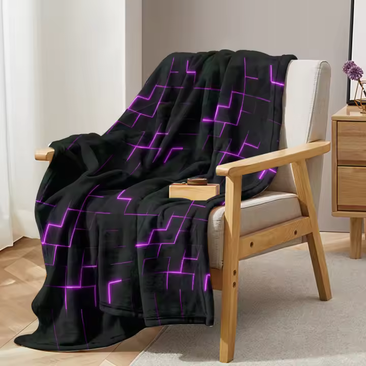 Manta De Terciopelo Suave Con Patrón De Parches Apto Para Niños Adultos Y Adolescentes Para Sofá Cama Manta Caliente Para Viajes Y Picnics - 1