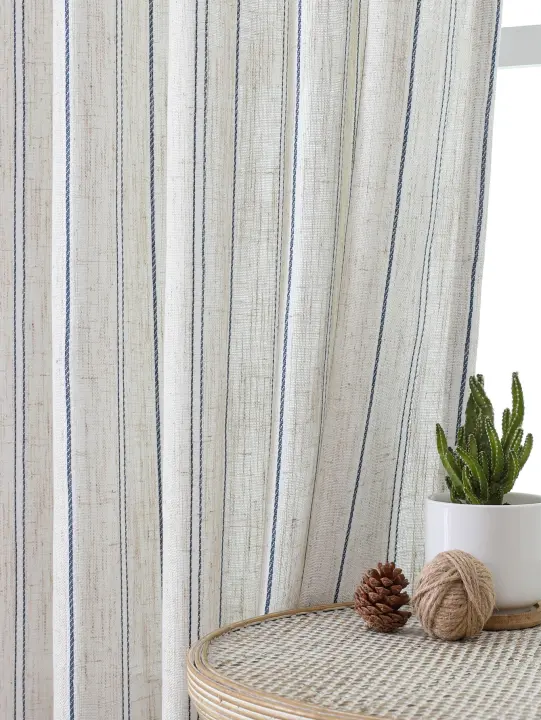 Cortina De Lino Estampada En Núcleo Americano 1 Pieza Aislante De Polvo Y Ventanas Para Sala De Estar Y Estudio - 1