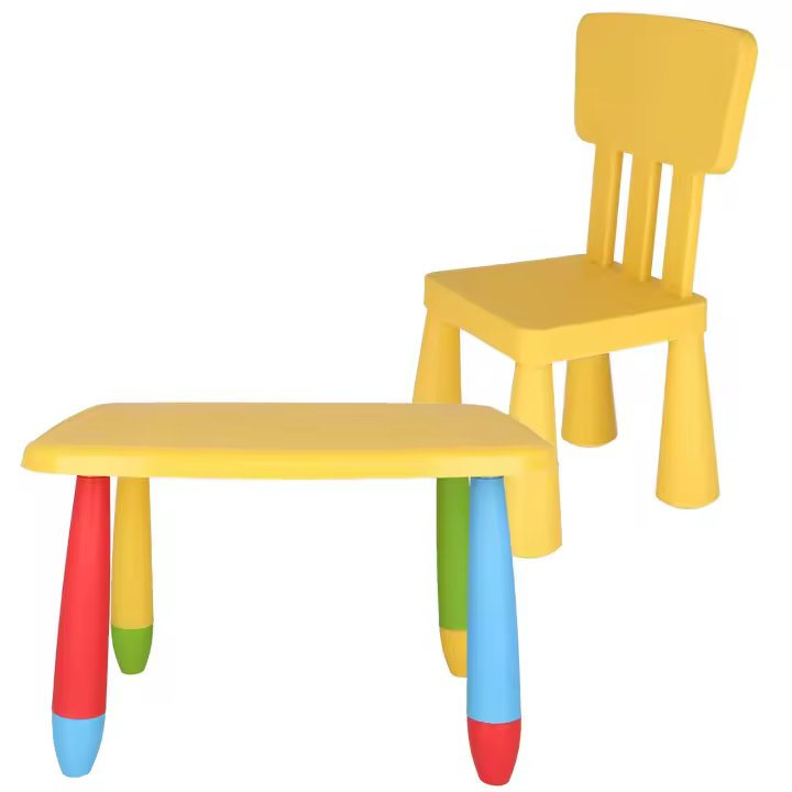 Wellhome Mesita Infantil Rectangular Amarilla - Resistente y Fácil Montaje - 1