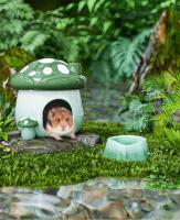 Tazón De Alimentos Para Hamster De Cerámica Con Estilo De Bosque De Hongos Fantasía Casa De Cerámica Para Mascotas Suministros De Paisajismo Para Oso Dorado Evacuación De Calor En Verano - details 3