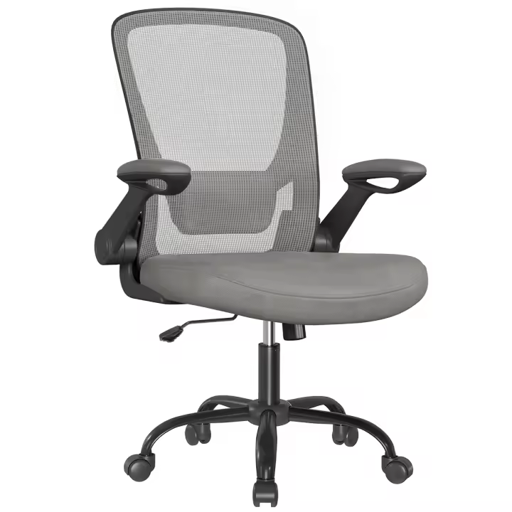 SONGMICS Silla de Oficina, Silla de Escritorio, Silla Giratoria de Malla, Silla de Ordenador Ergonómica, Soporte Lumbar, Oscilante, Asiento 53 cm, Apoyabrazos Abatibles, Negro y Blanco/Negro/Gris Paloma/Azul Niebla/Rosa Jalea/Beige Avena - 1