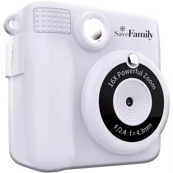 SaveFamily Print Camara de fotos infantil instantanea Digital Videos Musica Zoom Flash Marcos divertidos Impresion + 400 Fotos Papel libre de BPA Incluye 2 Save family Rollos de Papel de impresion BLANCA - 1