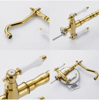 Grifo De Cocina Con Doble Manija Montado En Plataforma Cobre Antiguo Negro Bronce ELK9088 Mezclador De Agua Caliente Y Fría Para Fregadero Instalación En Un Solo Agujero - details 13