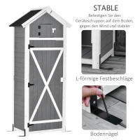 Armaria de Jardín with Puertas y Techo, Caseta de Madera para artículos de seguridad, Gris, 78x52,5x182cm, ideal para guardarse cosas en El Jardín y Mesa plegable - details 3