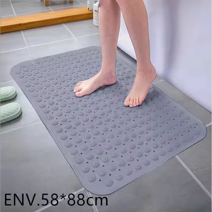 Alfombra de Ducha antideslizante para baño, antimoho, 58x88 cm lavable Máquina, con ventosa - 1