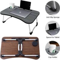 Mesa de cama para portátil, escritorio de pie para sofá, desayuno, bandeja de café plegable, soporte para portátil, soporte de lectura (60 x 40 cm) (negro) - details 1