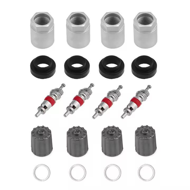Kit De Reparación Y Mantenimiento De Sensores De Presión De Neumáticos Para Coche 4 Piezas Con Cubiertas De Válvula Y Goma - 1