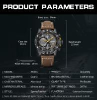 Reloj De Hombre MEGIR Moda Cronógrafo Cinta De Cuero Casual Resistantes Al Agua Reloj De Pulsera De Cuarzo Para Deporte Y Uso Diario - details 4