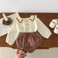 Conjunto De Ropa Para Bebés Niñas Y Niños Navidad Azul Marino Manga Larga Cuello Redondo Tees Pantalones Básicos Algodón Puro 2 Piezas Otoño - details 12
