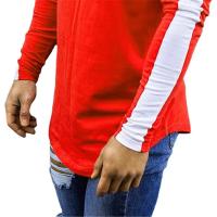 Camiseta De Algodón Patchwork Manga Larga Para Hombre Moda Otoño Casual Deportiva Clásica Con Bajo Arco Tees Tops - details 3