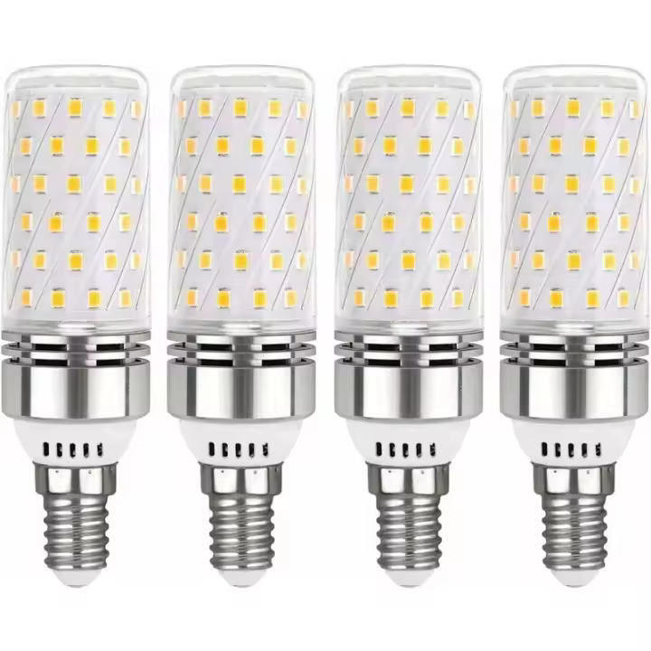 BIT Bombilla LED E14 12W Blanco Frío 6000K, 1450LM, Equivalente a Halógeno E14 100W, Luz de 360°, CA 220V, Bombilla LED E14 para iluminación interior, no regulable, juego de 4 - 1