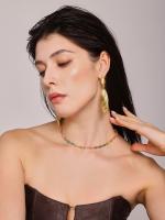 Medieval DE LA vitimia a Rayas pendientes colgantes de Concha Larga temperamento de moda de Maple de Titanium Chapado en oro de 18 Quilates pendientes de alta gama - details 7