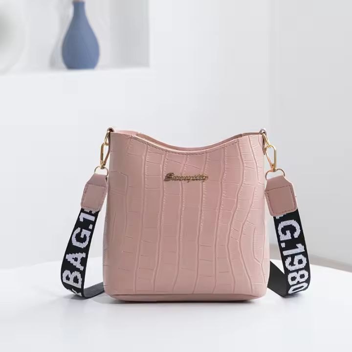 Nueva Moda Bolso Cruzado De Cocodrilo Con Correa De Cinta Impresa Gran Capacidad Para Mujer Bolsa De Hombro Estilo Bucket - 1