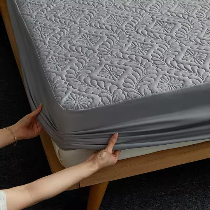 Sábana Impermeable Con Cinturones Elásticos Tamaño Queen/King Color Sólido Protector De Matrícula Para Cama Doble - 1
